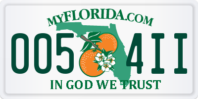FL license plate 0054II