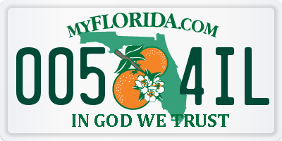 FL license plate 0054IL