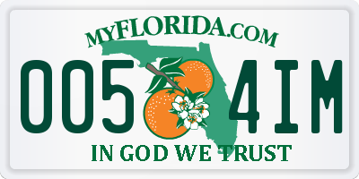 FL license plate 0054IM