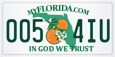 FL license plate 0054IU