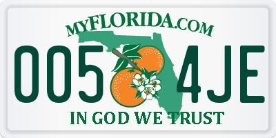 FL license plate 0054JE