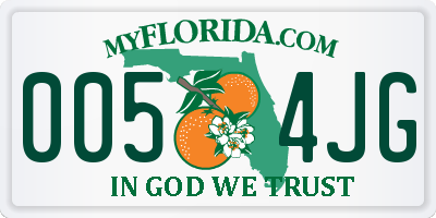 FL license plate 0054JG