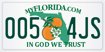 FL license plate 0054JS