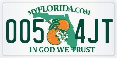 FL license plate 0054JT