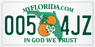 FL license plate 0054JZ