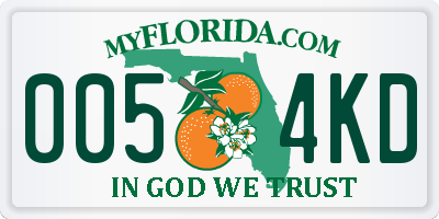 FL license plate 0054KD