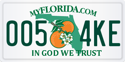 FL license plate 0054KE