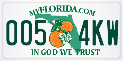 FL license plate 0054KW