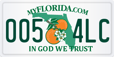 FL license plate 0054LC