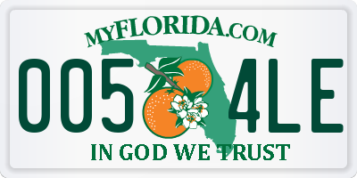 FL license plate 0054LE