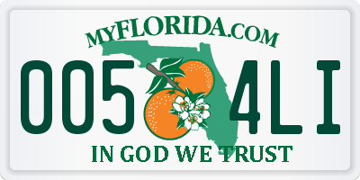 FL license plate 0054LI