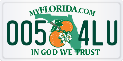 FL license plate 0054LU