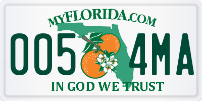 FL license plate 0054MA