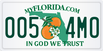 FL license plate 0054MO