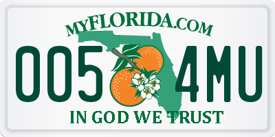 FL license plate 0054MU