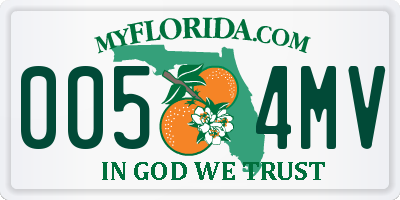 FL license plate 0054MV