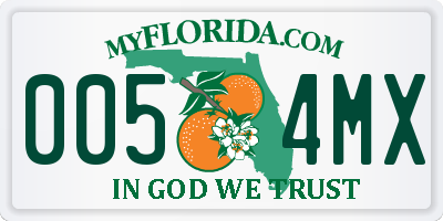 FL license plate 0054MX