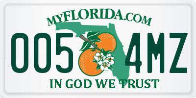 FL license plate 0054MZ