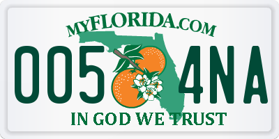 FL license plate 0054NA