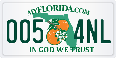 FL license plate 0054NL