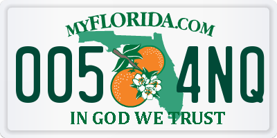 FL license plate 0054NQ