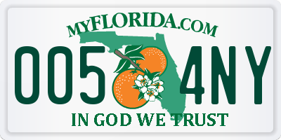 FL license plate 0054NY
