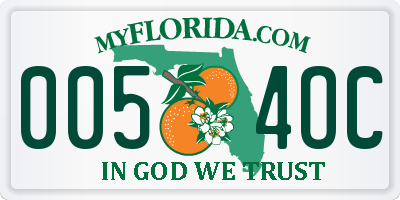 FL license plate 0054OC