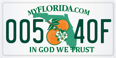 FL license plate 0054OF