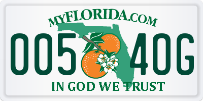 FL license plate 0054OG