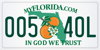 FL license plate 0054OL