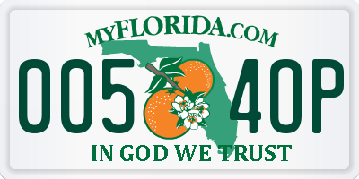 FL license plate 0054OP