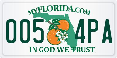 FL license plate 0054PA