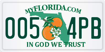 FL license plate 0054PB