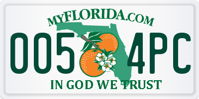 FL license plate 0054PC