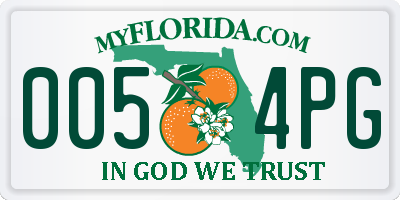 FL license plate 0054PG
