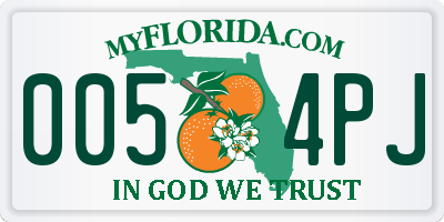 FL license plate 0054PJ