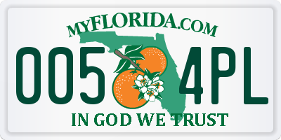 FL license plate 0054PL