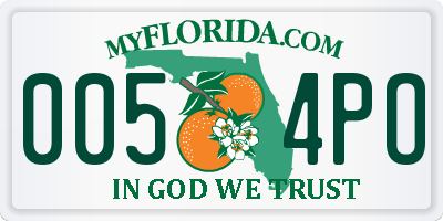 FL license plate 0054PO