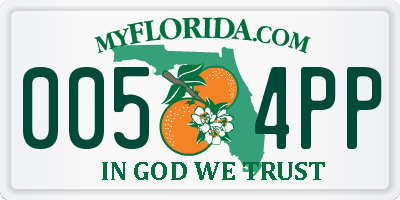 FL license plate 0054PP