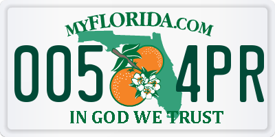 FL license plate 0054PR