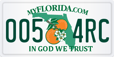 FL license plate 0054RC