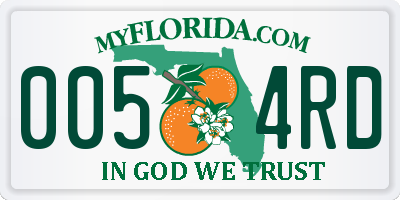 FL license plate 0054RD