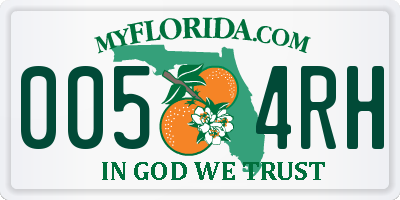 FL license plate 0054RH