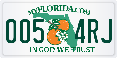 FL license plate 0054RJ