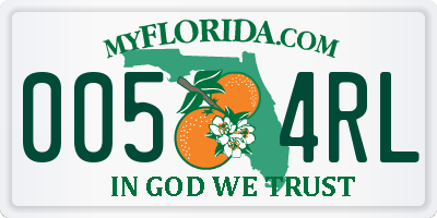 FL license plate 0054RL