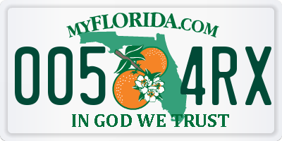 FL license plate 0054RX