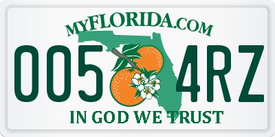 FL license plate 0054RZ