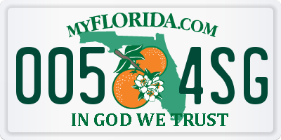 FL license plate 0054SG