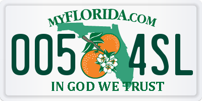 FL license plate 0054SL