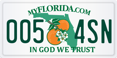 FL license plate 0054SN
